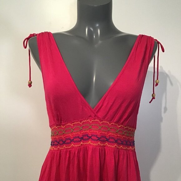 Pink by Victoria's Secret Deep V Tie Shoulder Sundress Size L - Picture 2 of 12